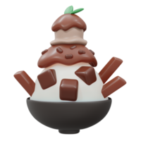 renderização 3d de chocolate bingsu png