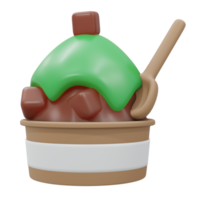 renderização 3d para ir xícara de chocolate chá verde sorvete gelo macio isolado em branco. estilo de desenho animado de renderização 3D. png