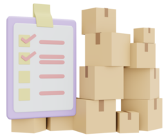 Checklist checking icon shipping 3d render isolated on background png