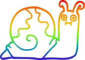 rainbow gradient line drawing cartoon snail vector