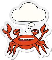 cartoon crab and thought bubble as a printed sticker vector