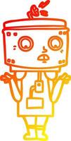 warm gradient line drawing cartoon robot shrugging vector