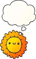 cartoon flower and thought bubble in smooth gradient style vector