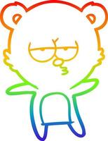 rainbow gradient line drawing bored bear cartoon vector