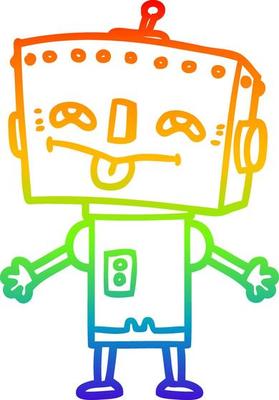 rainbow gradient line drawing cartoon robot
