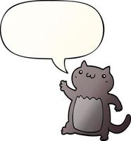 cartoon cat and speech bubble in smooth gradient style vector