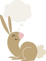 cute cartoon rabbit and thought bubble in retro style vector