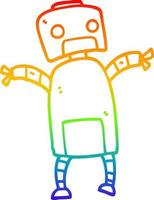 rainbow gradient line drawing cartoon robot dancing vector