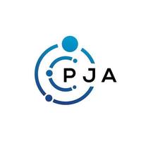 PJA letter technology logo design on white background. PJA creative initials letter IT logo concept. PJA letter design. vector