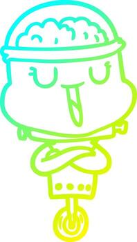 cold gradient line drawing happy cartoon robot vector