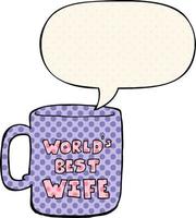 worlds best wife mug and speech bubble in comic book style vector