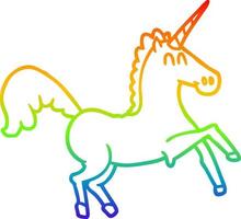 unicornio de dibujos animados de dibujo de línea de gradiente de arco iris vector