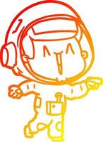 warm gradient line drawing happy cartoon astronaut pointing vector