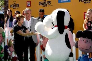 LOS ANGELES, NOV 1 - Jean Schultz, Steve Martino, Snoopy at the The Peanuts Movie Los Angeles Premiere at the Village Theater on November 1, 2015 in Westwood, CA photo