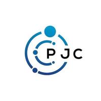 PJC letter technology logo design on white background. PJC creative initials letter IT logo concept. PJC letter design. vector