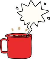 cartoon camping cup of coffee and speech bubble vector