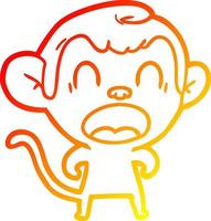 warm gradient line drawing shouting cartoon monkey vector