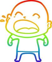 rainbow gradient line drawing cartoon shouting bald man vector