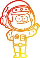 warm gradient line drawing happy astronaut cartoon vector