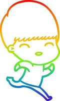 rainbow gradient line drawing happy cartoon boy vector