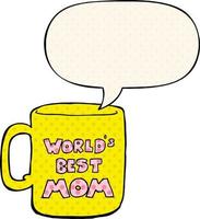 worlds best mom mug and speech bubble in comic book style vector