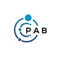 PAB letter technology logo design on white background. PAB creative initials letter IT logo concept. PAB letter design. vector