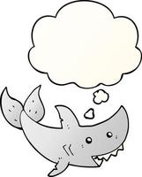 cartoon shark and thought bubble in smooth gradient style vector