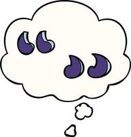 cartoon quotation marks and thought bubble vector