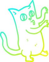 línea de gradiente frío dibujo gato bailando de dibujos animados vector