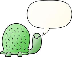 cute cartoon turtle and speech bubble in smooth gradient style vector