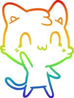 rainbow gradient line drawing cartoon happy cat vector