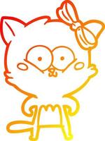 warm gradient line drawing cartoon cat vector