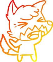 warm gradient line drawing angry cartoon fox vector