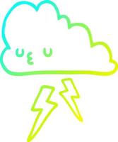 nube de tormenta de dibujos animados de dibujo de línea de gradiente frío vector