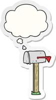 cartoon mailbox and thought bubble as a printed sticker vector