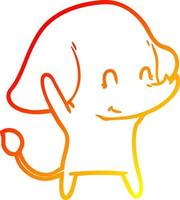 warm gradient line drawing cute cartoon elephant vector