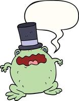 cartoon toad wearing top hat and speech bubble vector