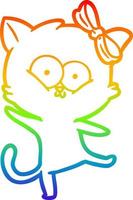 rainbow gradient line drawing cartoon cat vector