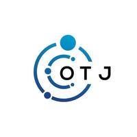 OTJ letter technology logo design on white background. OTJ creative initials letter IT logo concept. OTJ letter design. vector