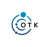 OTK letter technology logo design on white background. OTK creative initials letter IT logo concept. OTK letter design. vector
