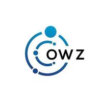 OWZ letter technology logo design on white background. OWZ creative initials letter IT logo concept. OWZ letter design. vector