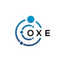 OXE letter technology logo design on white background. OXE creative initials letter IT logo concept. OXE letter design. vector