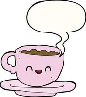 cartoon hot cup of coffee and speech bubble vector