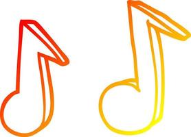 warm gradient line drawing cartoon musical notes vector