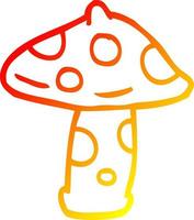 warm gradient line drawing cartoon toadstool vector