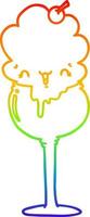 rainbow gradient line drawing cute cartoon ice cream desert vector