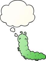 cartoon caterpillar and thought bubble in smooth gradient style vector