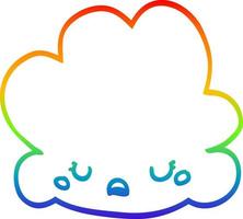 rainbow gradient line drawing cute cartoon cloud vector