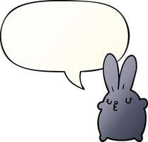 cute cartoon rabbit and speech bubble in smooth gradient style vector