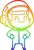 rainbow gradient line drawing happy cartoon astronaut vector